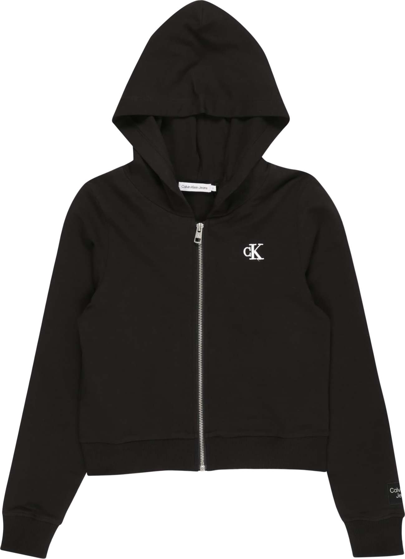Calvin Klein Jeans Mikina s kapucí černá / bílá