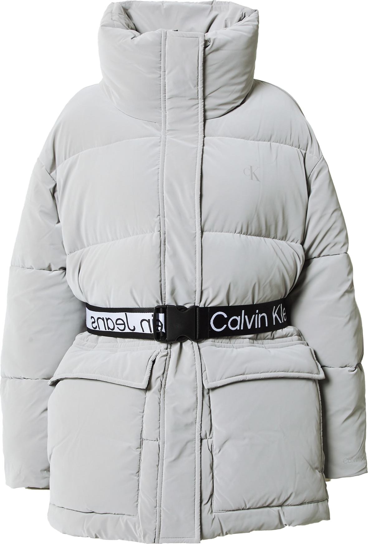 Calvin Klein Jeans Přechodná bunda světle šedá / černá / bílá