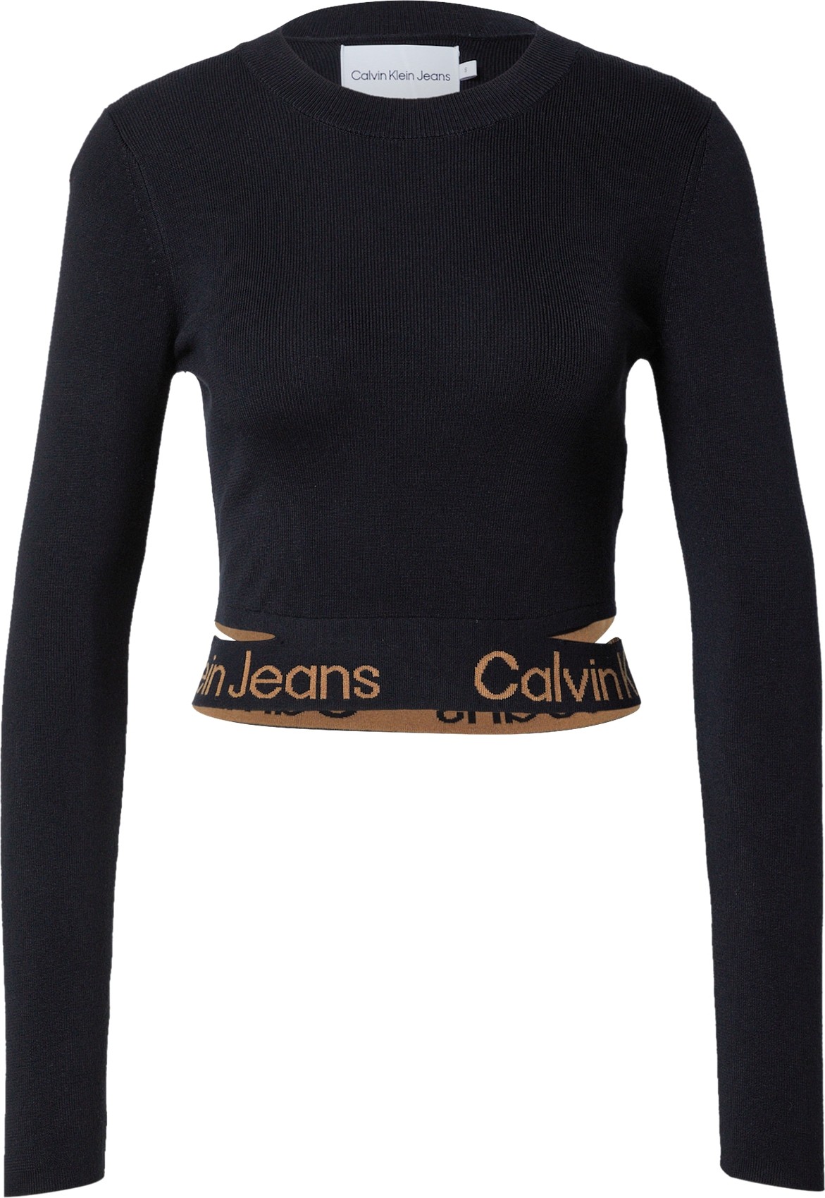 Calvin Klein Jeans Mikina černá / světle hnědá