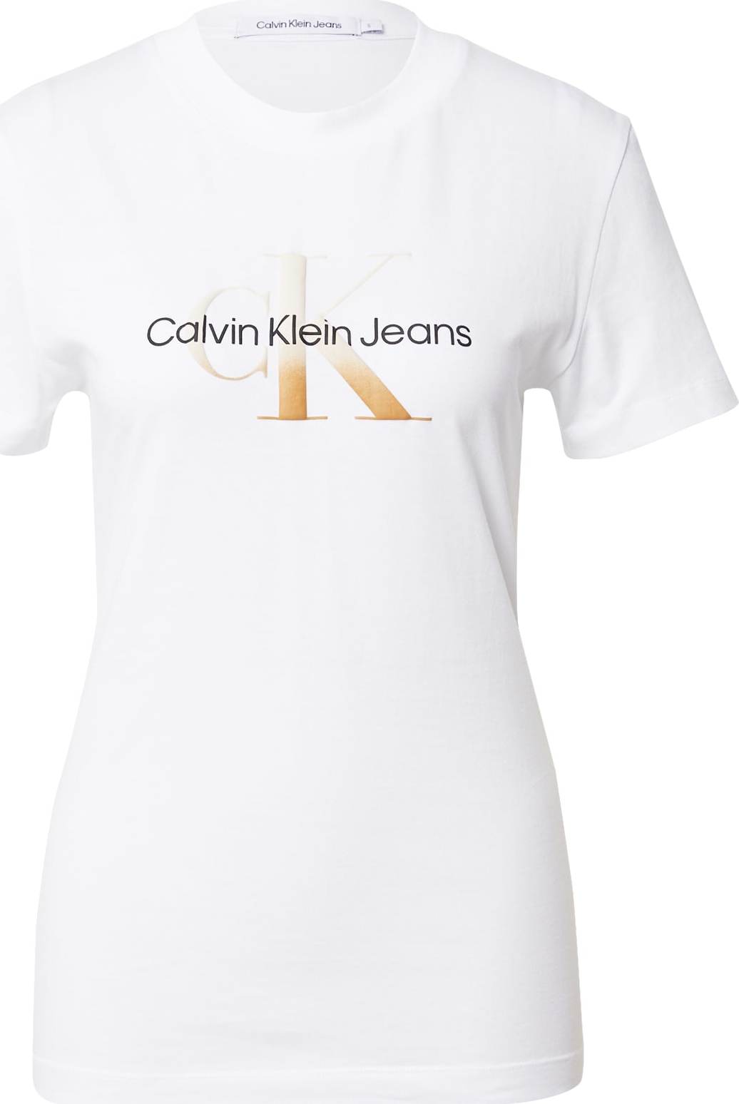 Calvin Klein Jeans Tričko bílá / černá / karamelová