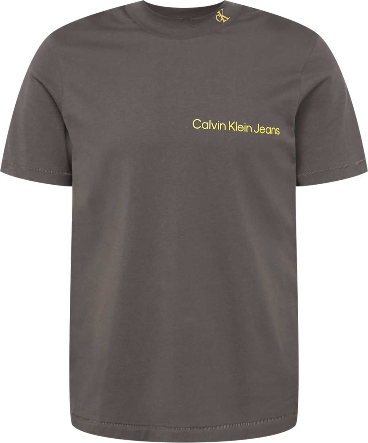 Calvin Klein Jeans Tričko tmavě šedá / limone