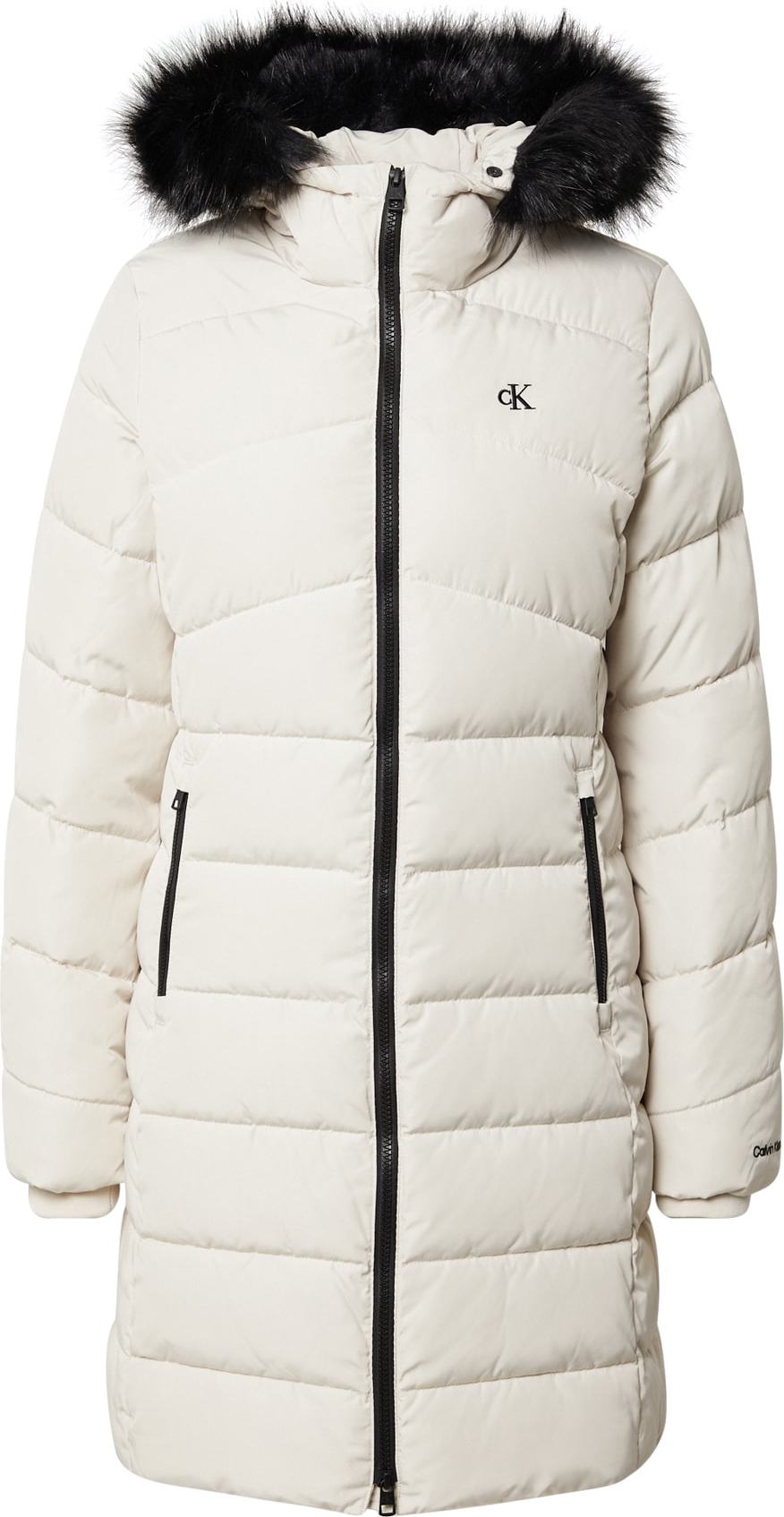 Calvin Klein Jeans Zimní kabát offwhite / černá