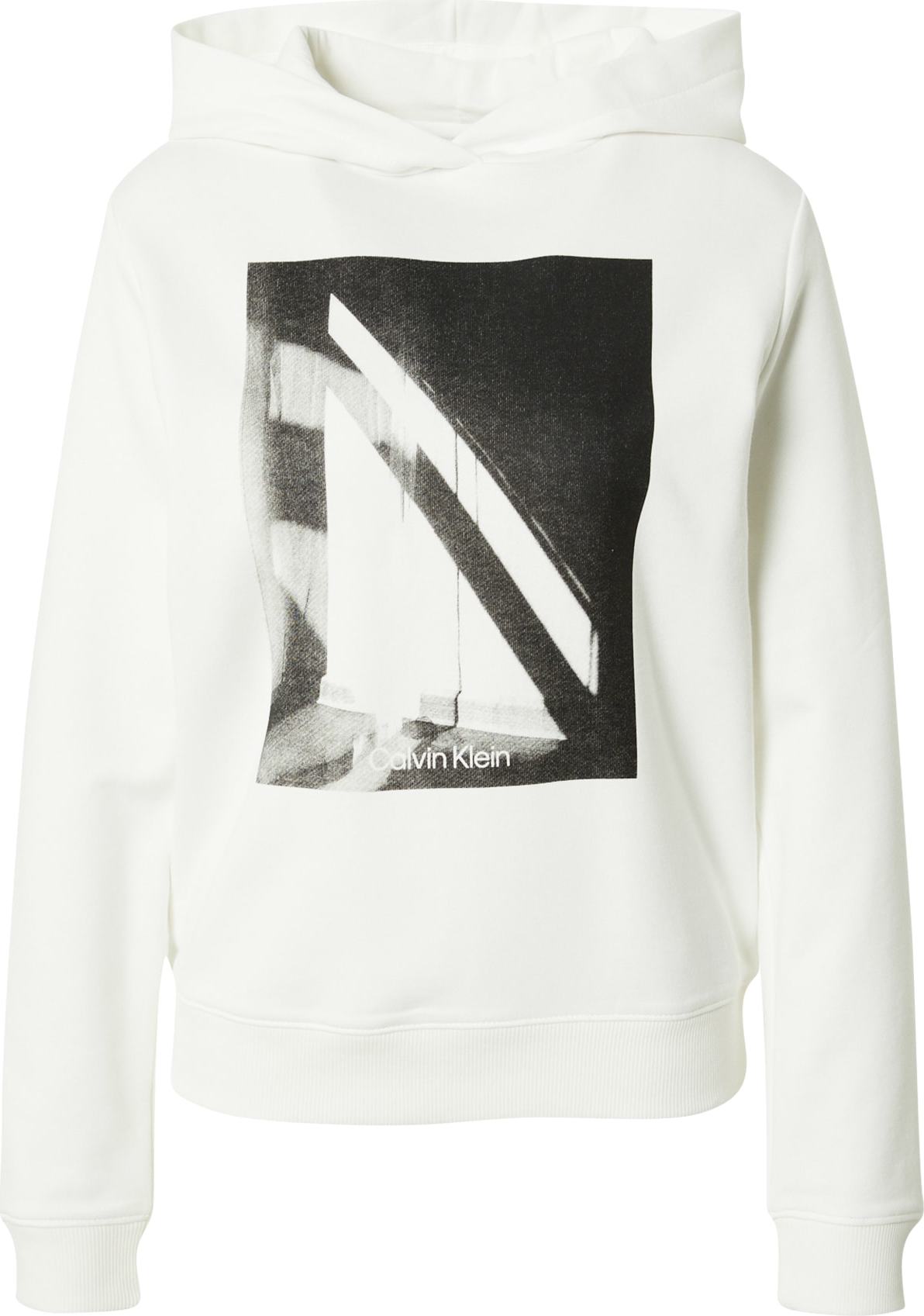 Calvin Klein Mikina 'Shadow Box' bílá / černá / tmavě šedá