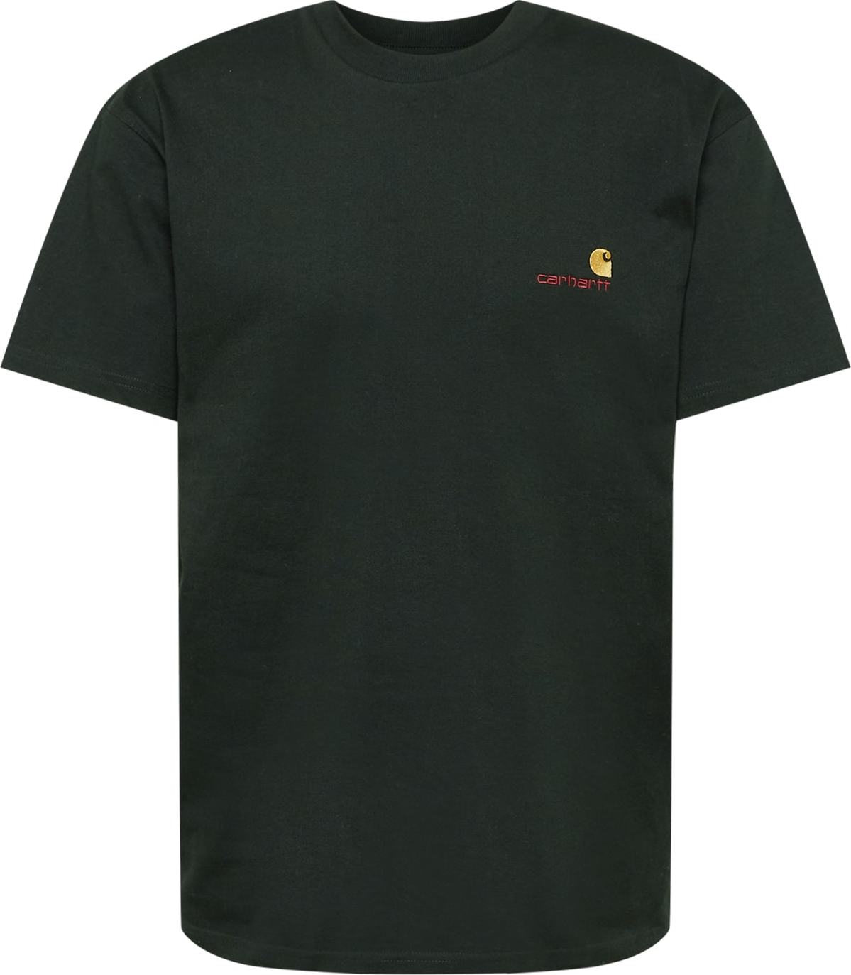 Carhartt WIP Tričko 'American Script' tmavě zelená / limone / tmavě červená