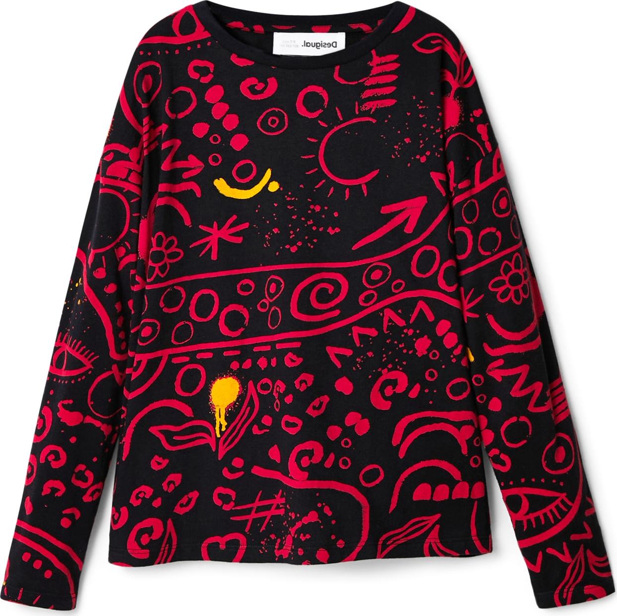 Desigual Tričko 'CARLOTA' černá / červená / žlutá