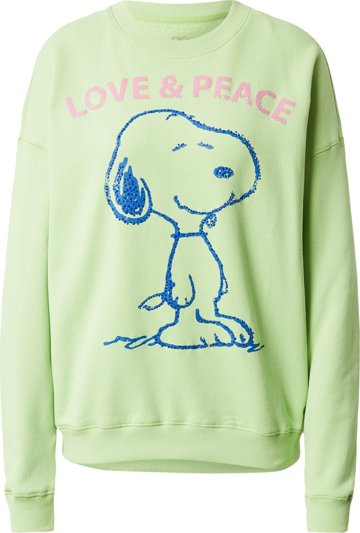 Frogbox Mikina 'Snoopy Love & Peace' světle zelená / modrá / pink