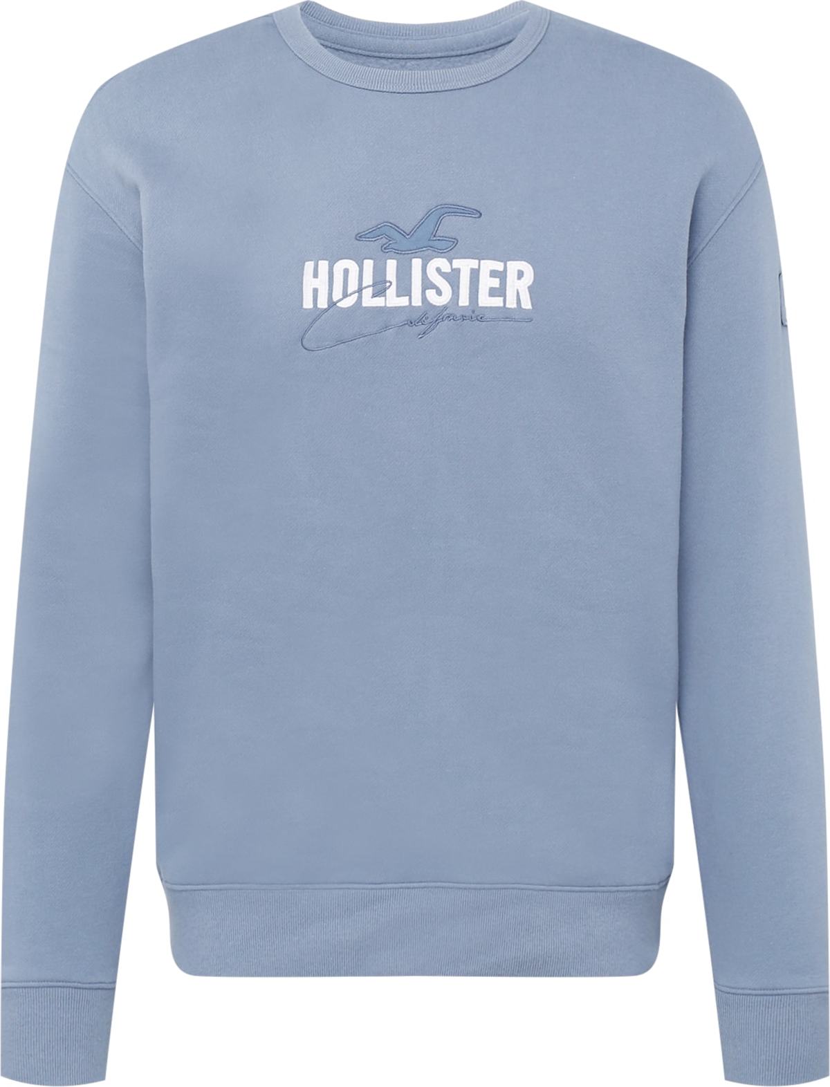 HOLLISTER Mikina 'EMEA' kouřově modrá / bílá
