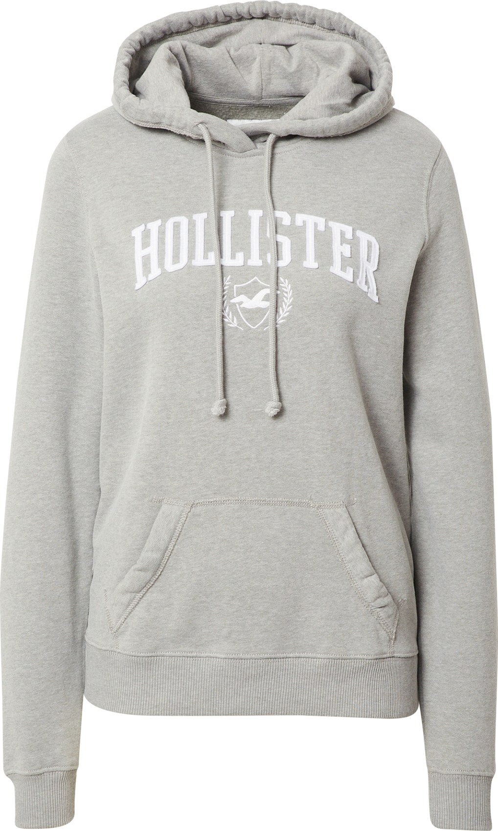 HOLLISTER Mikina šedý melír / bílá
