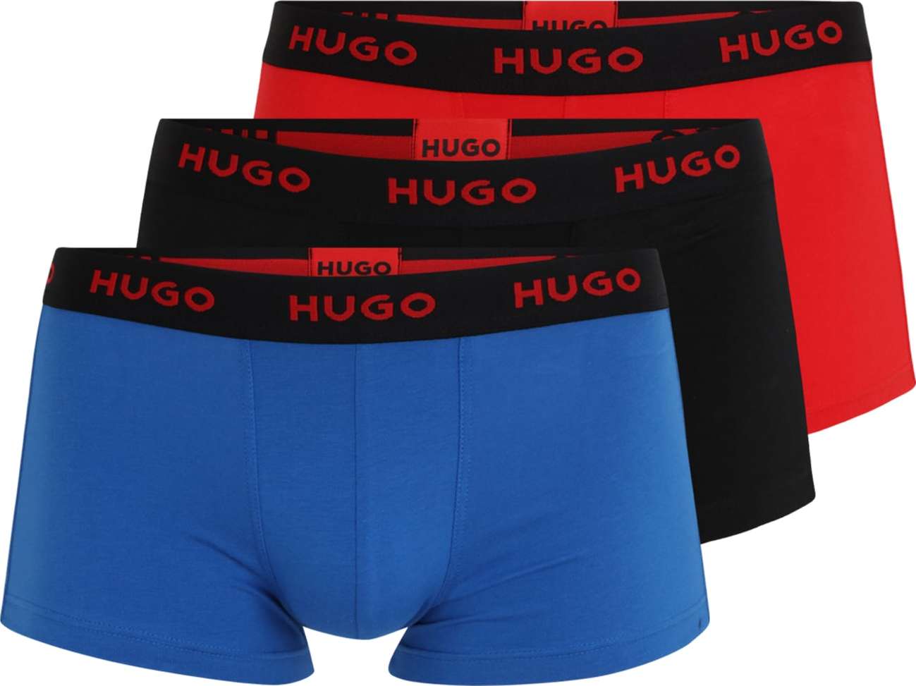HUGO Boxerky černá / červená / tmavě modrá
