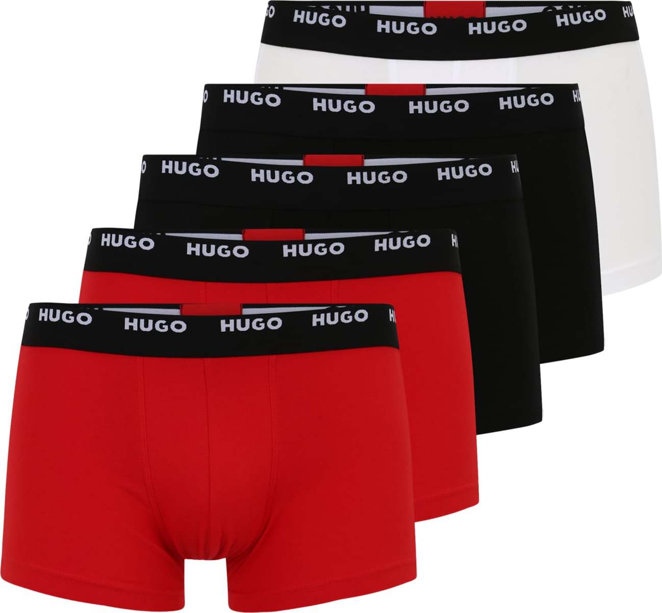 HUGO Boxerky černá / ohnivá červená / přírodní bílá