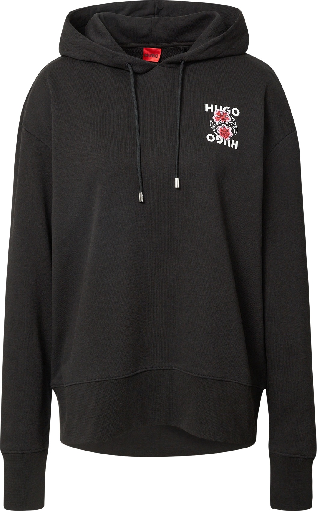 HUGO Mikina 'Dreala 2' černá / bílá / růžová / pitaya