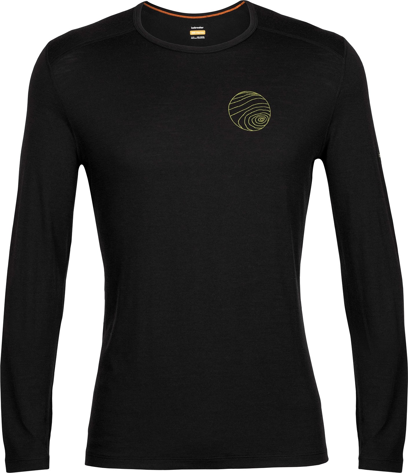 ICEBREAKER Funkční tričko 'M 200 Oasis LS Crewe Alps 3D' černá / žlutá