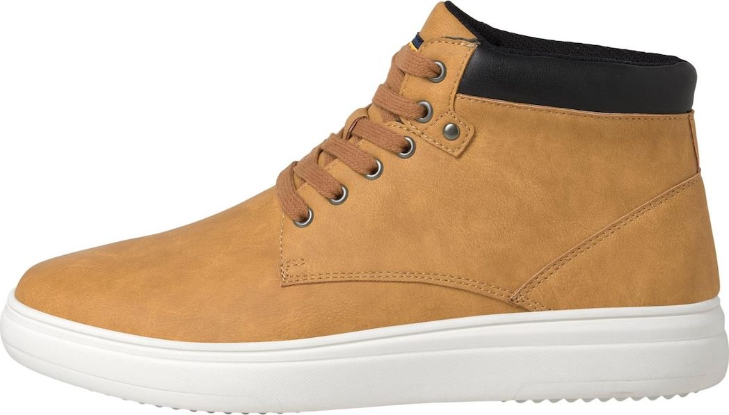 JACK & JONES Kozačky 'JFWREAGAN' hnědá / žlutá / bílá