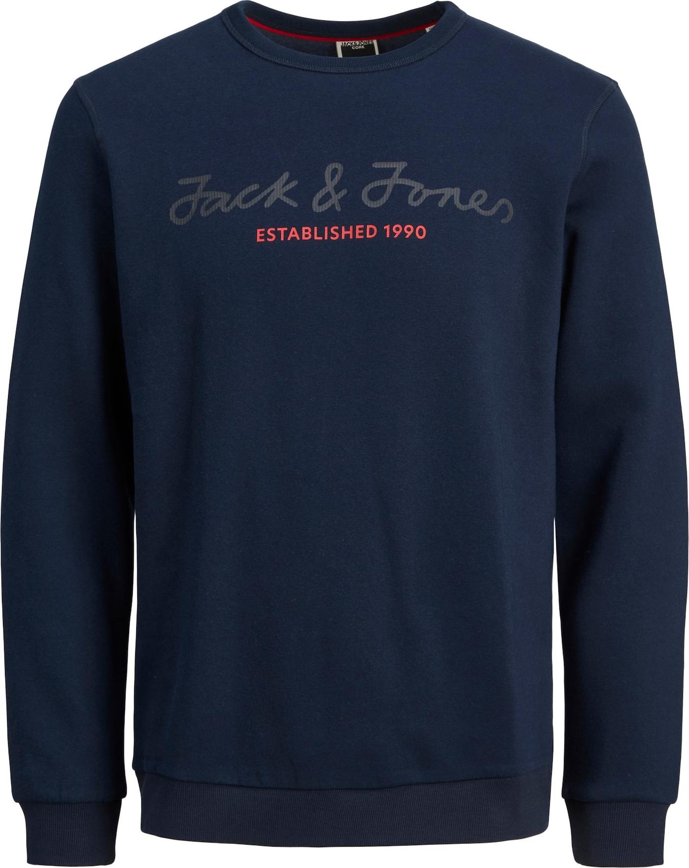 JACK & JONES Mikina 'BERG' námořnická modř / antracitová / světle červená