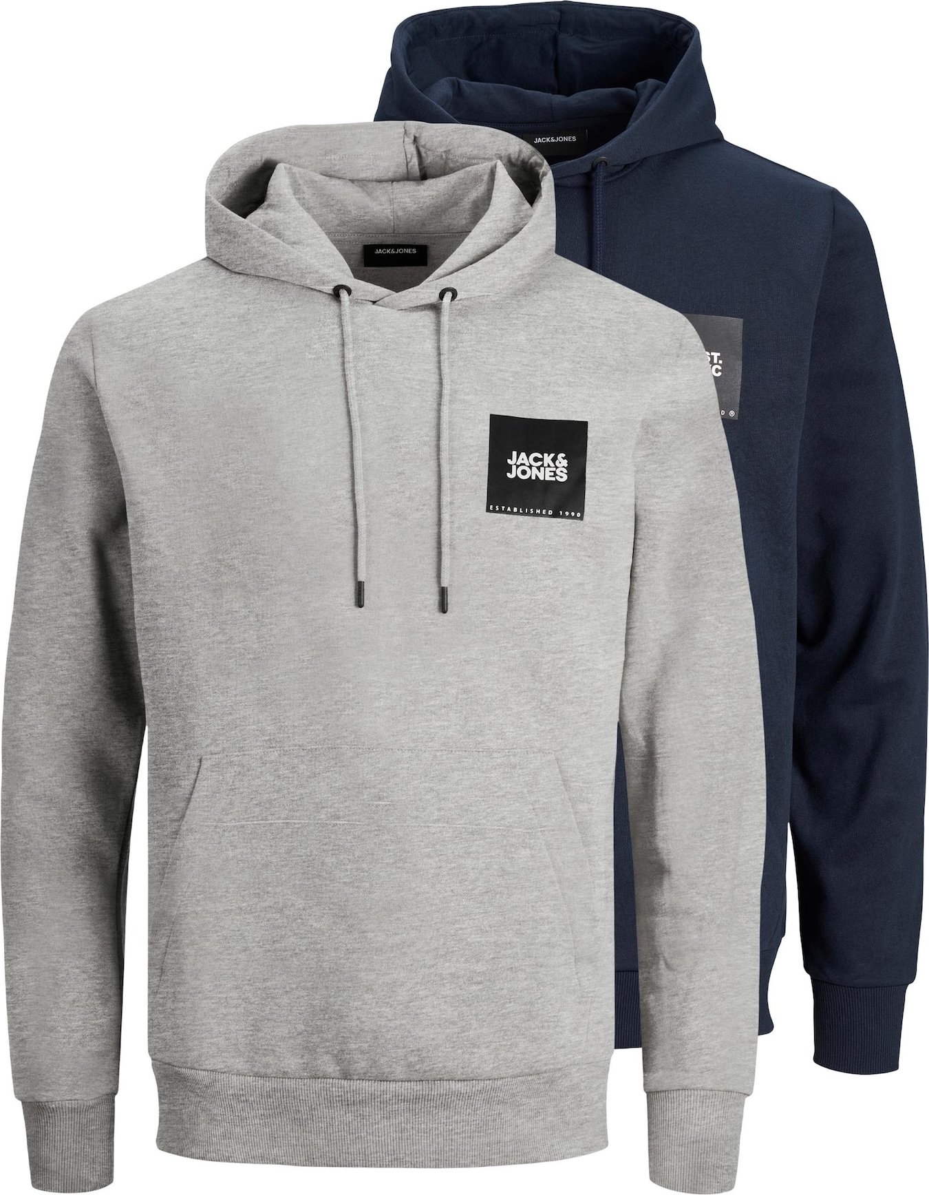 JACK & JONES Mikina 'LOCK' námořnická modř / šedá / bílá / černá