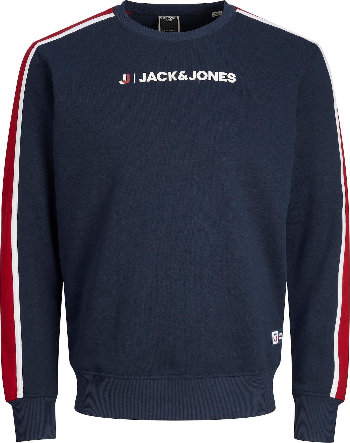 JACK & JONES Mikina 'LOGAN' námořnická modř / bílá / červená