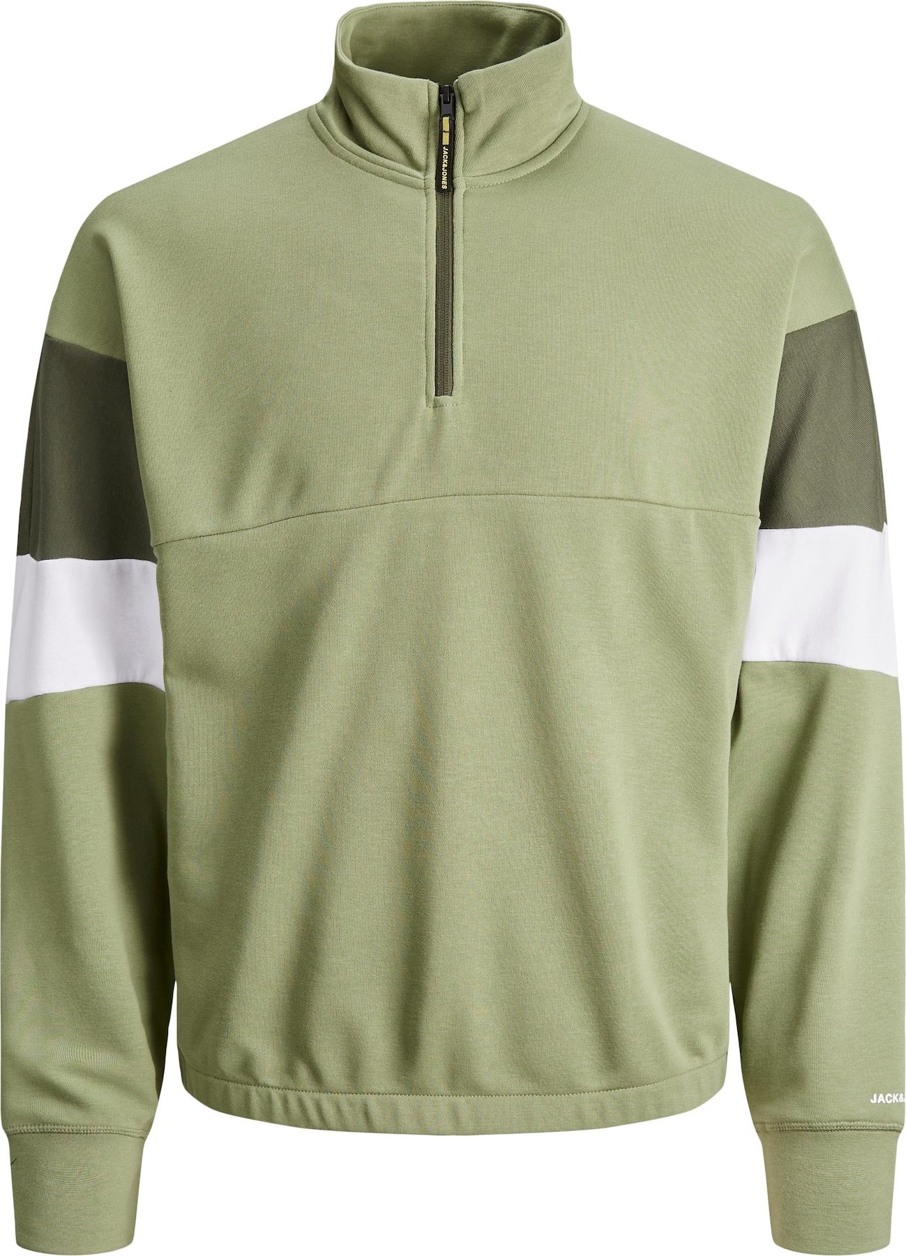 JACK & JONES Mikina 'Logan' olivová / nefritová / bílá