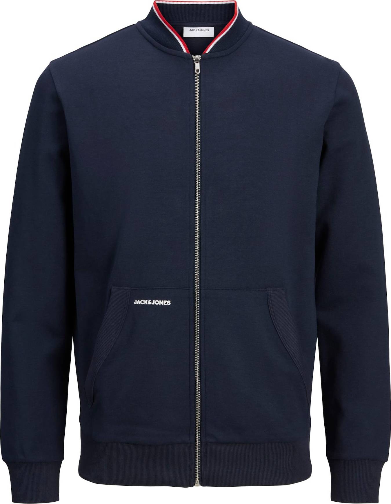 JACK & JONES Mikina s kapucí 'Aiden' tmavě modrá / bílá