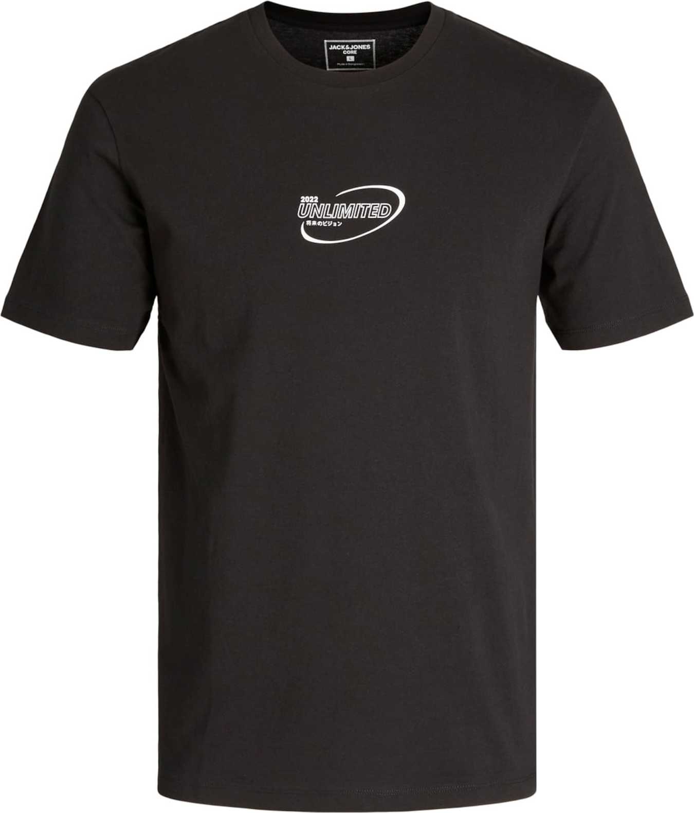 JACK & JONES Tričko 'COONOM ' černá / bílá