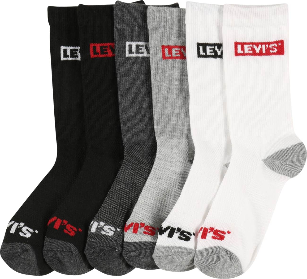 LEVI'S Ponožky šedý melír / černá / bílá / červená