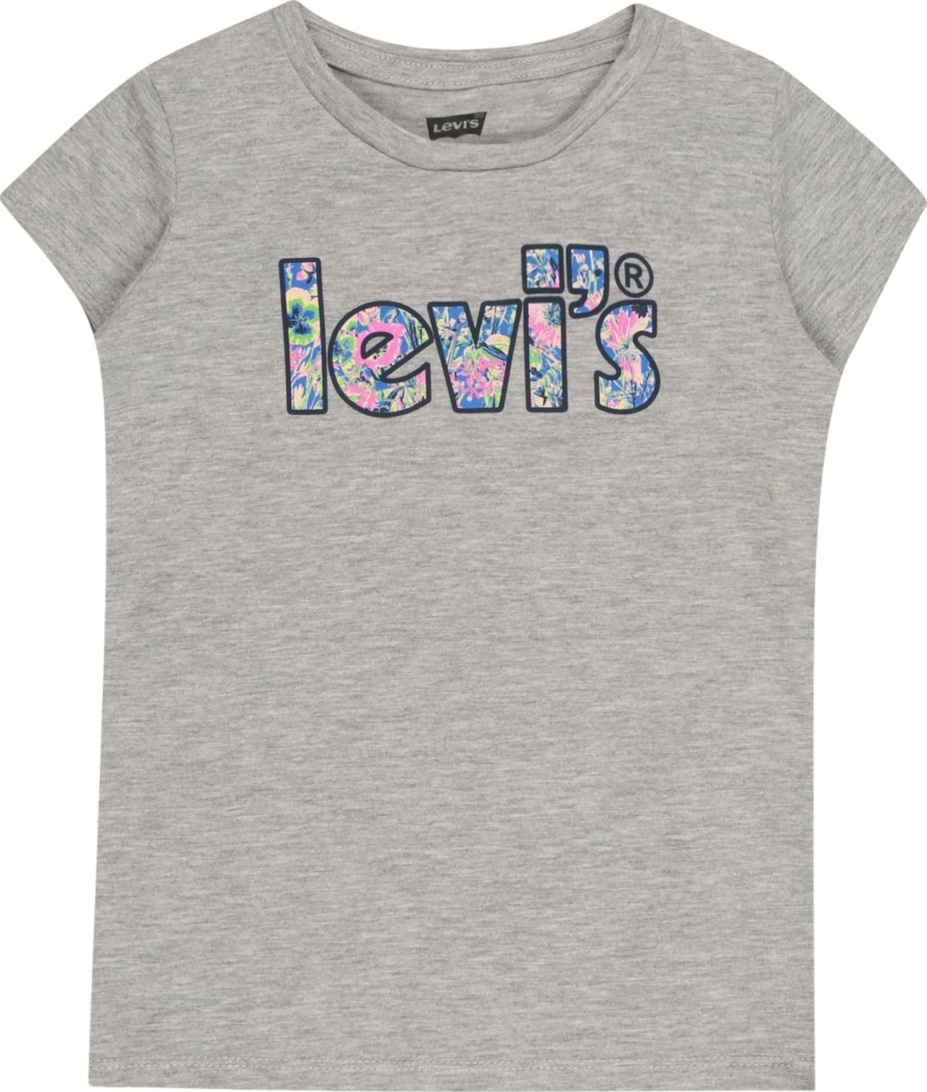 LEVI'S Tričko šedý melír / modrá / světle růžová / zelená