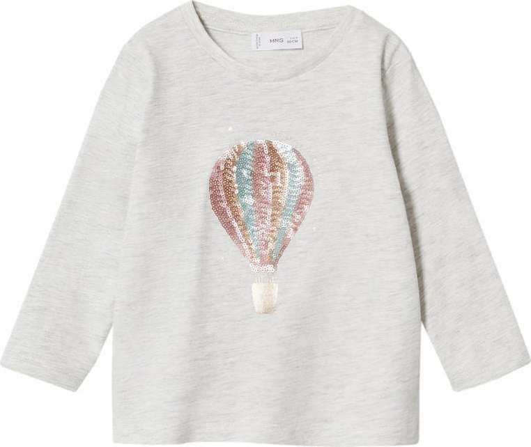 MANGO KIDS Tričko 'GLOBO' fialová / nefritová / hnědá / šedý melír