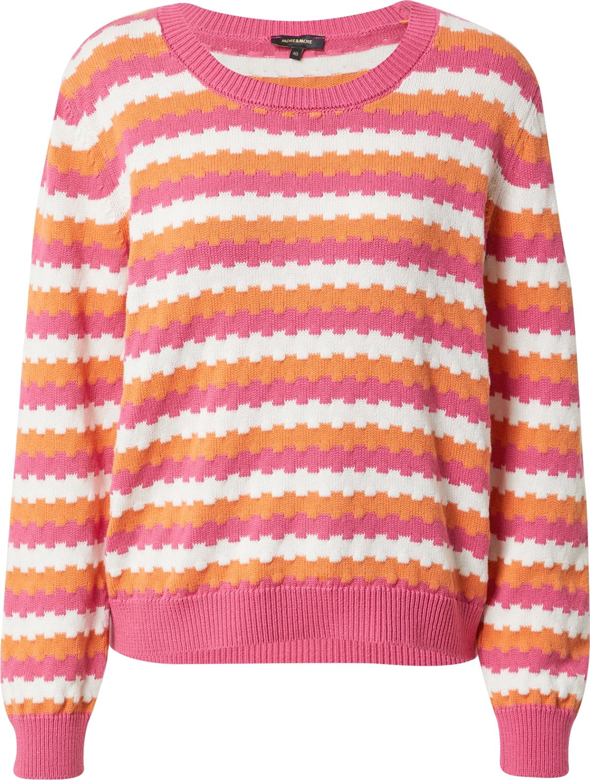 MORE & MORE Svetr mandarinkoná / pink / offwhite