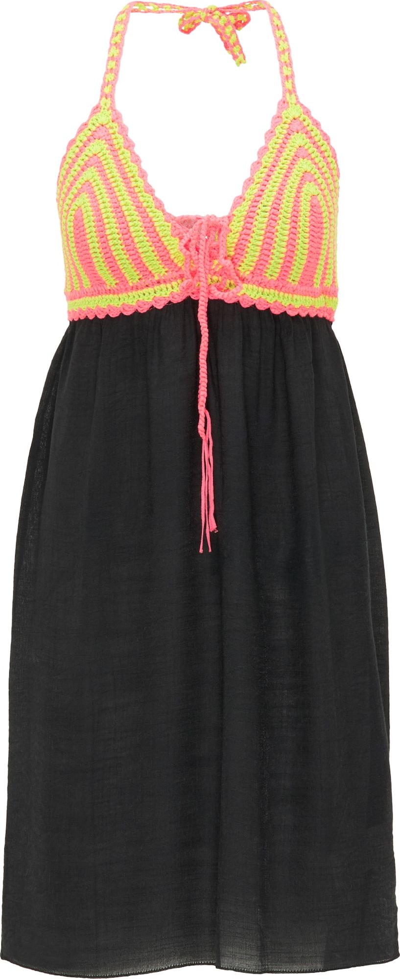 MYMO Letní šaty černá / svítivě zelená / pink
