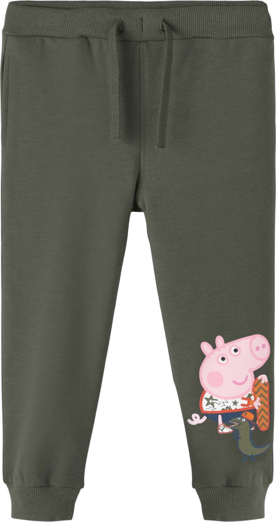 NAME IT Kalhoty 'Peppa Pig' tmavě zelená / růžová / bílá / červená