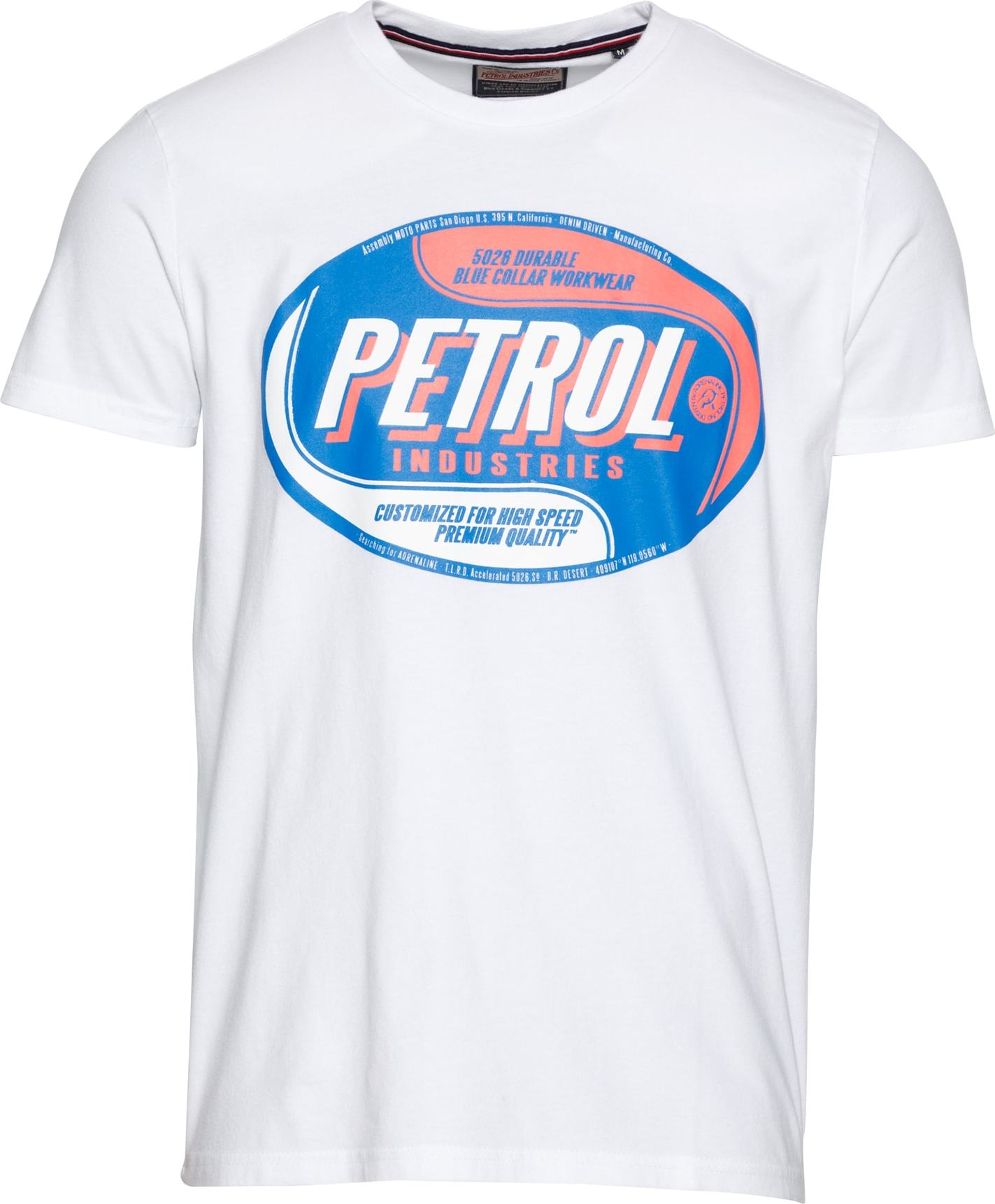 Petrol Industries Tričko bílá / modrá / světle červená