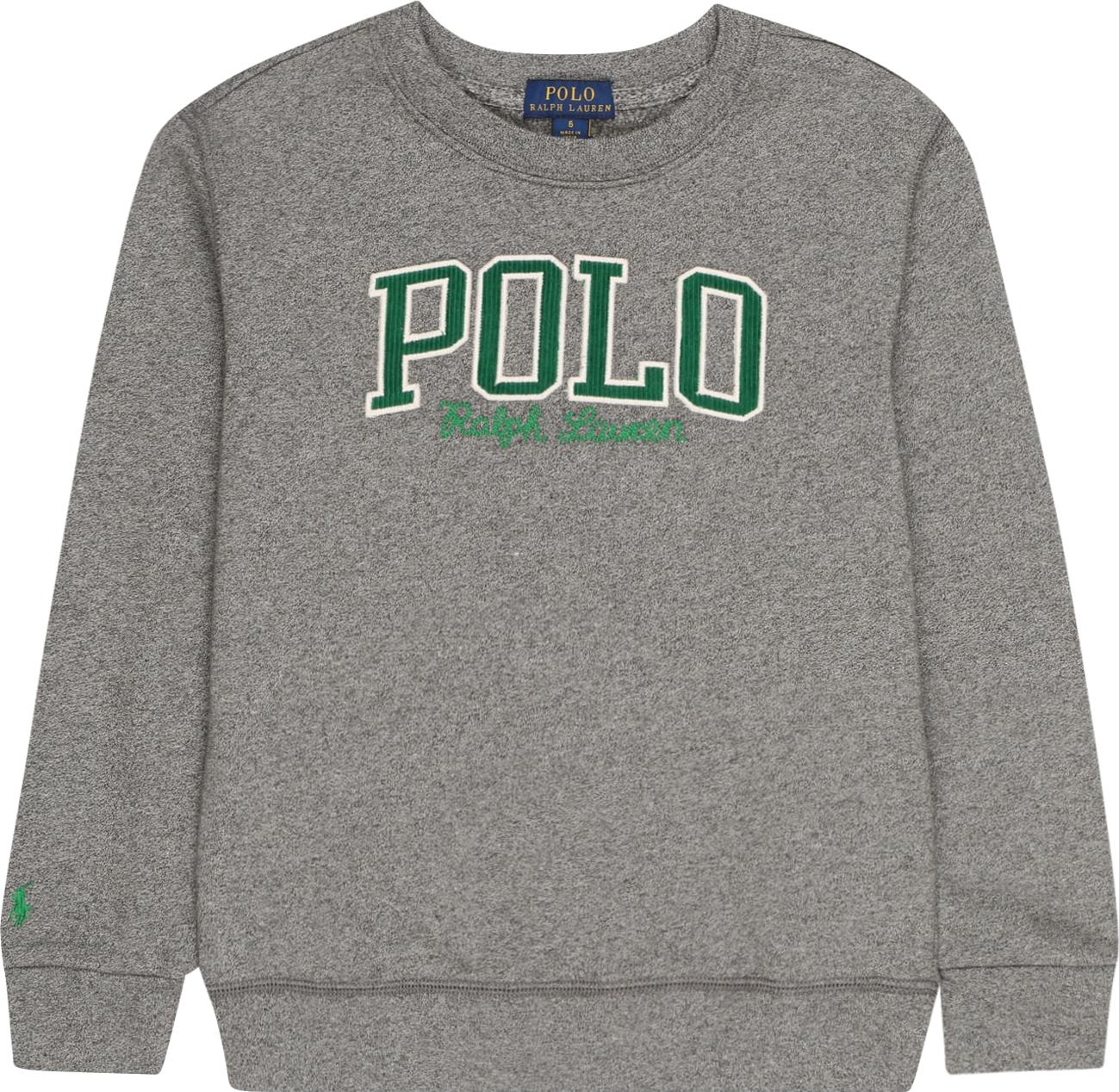 Polo Ralph Lauren Mikina šedý melír / bílá / zelená