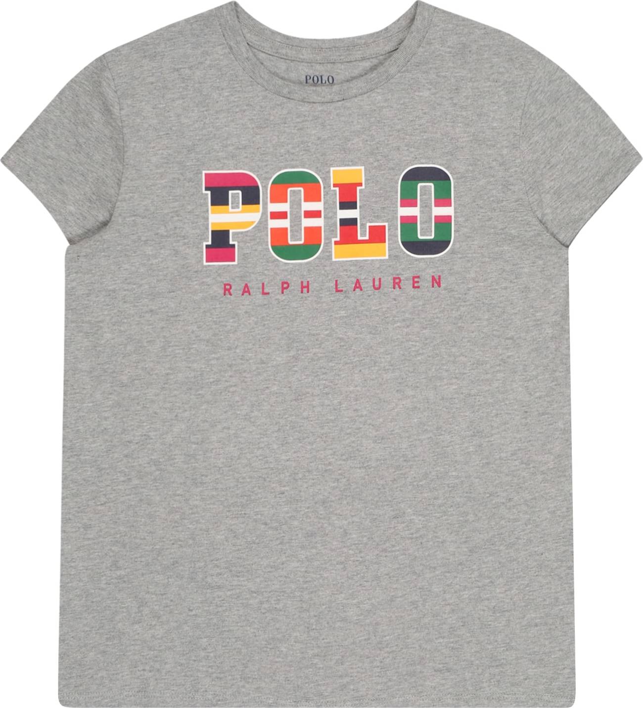 Polo Ralph Lauren Tričko šedá / oranžová / žlutá / zelená