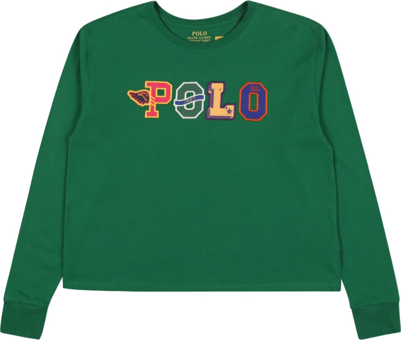 Polo Ralph Lauren Tričko trávově zelená / bílá / limone / tmavě fialová
