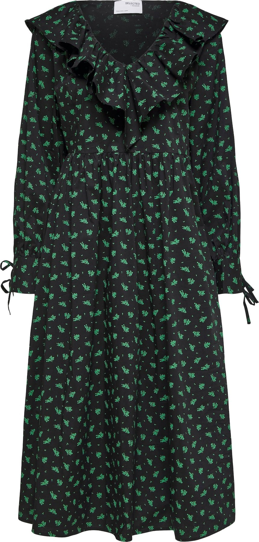 SELECTED FEMME Košilové šaty 'Nicole' černá / zelená