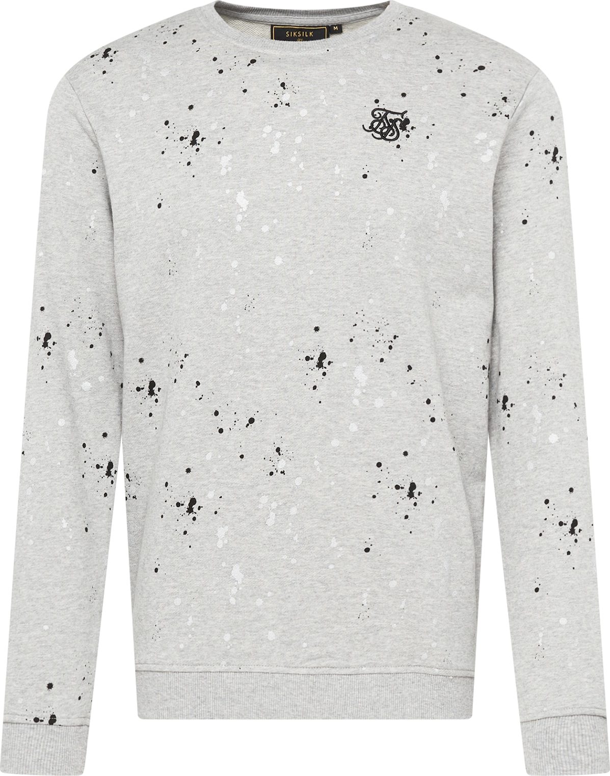 SikSilk Mikina šedý melír / bílá / černá