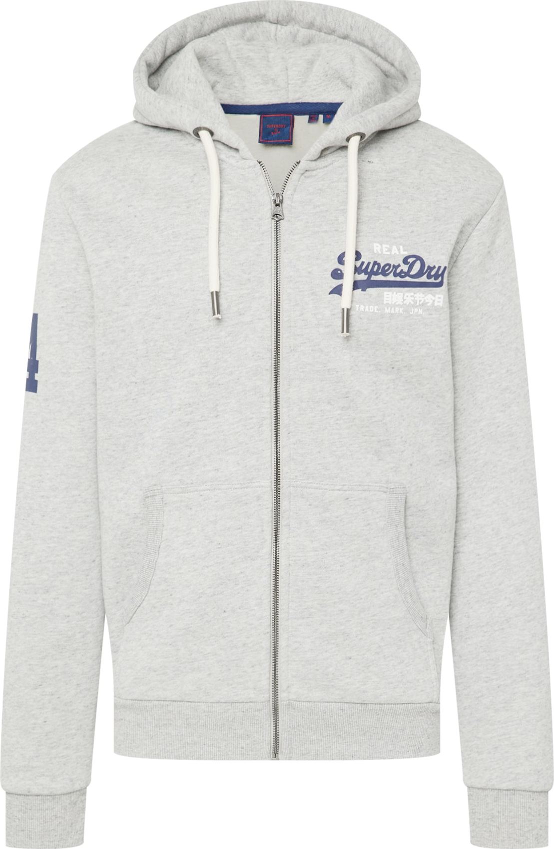 Superdry Mikina s kapucí noční modrá / šedý melír / bílá