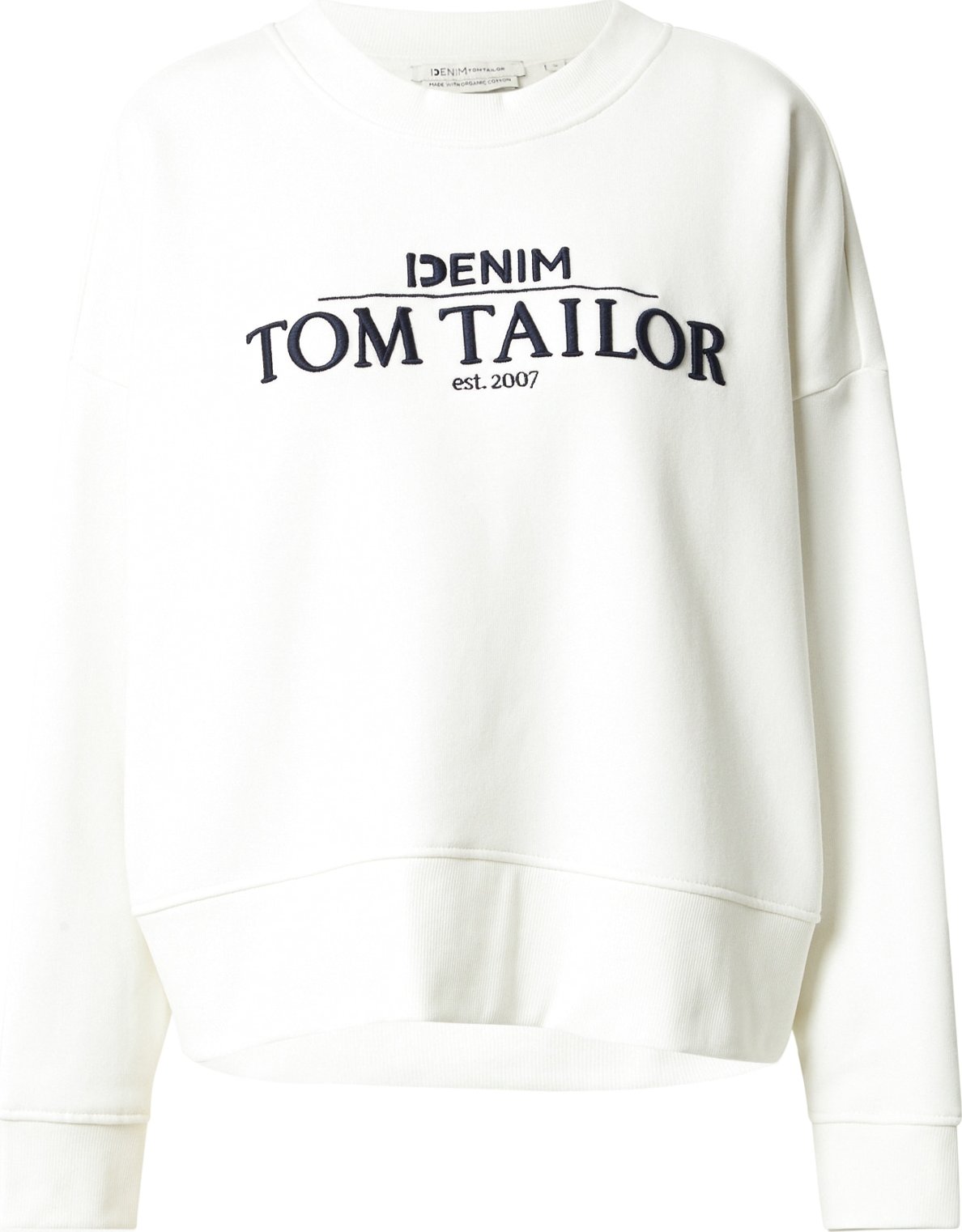 TOM TAILOR DENIM Mikina bílá / černá