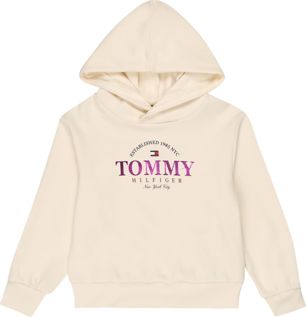 TOMMY HILFIGER Mikina pastelově žlutá / fialová / černá