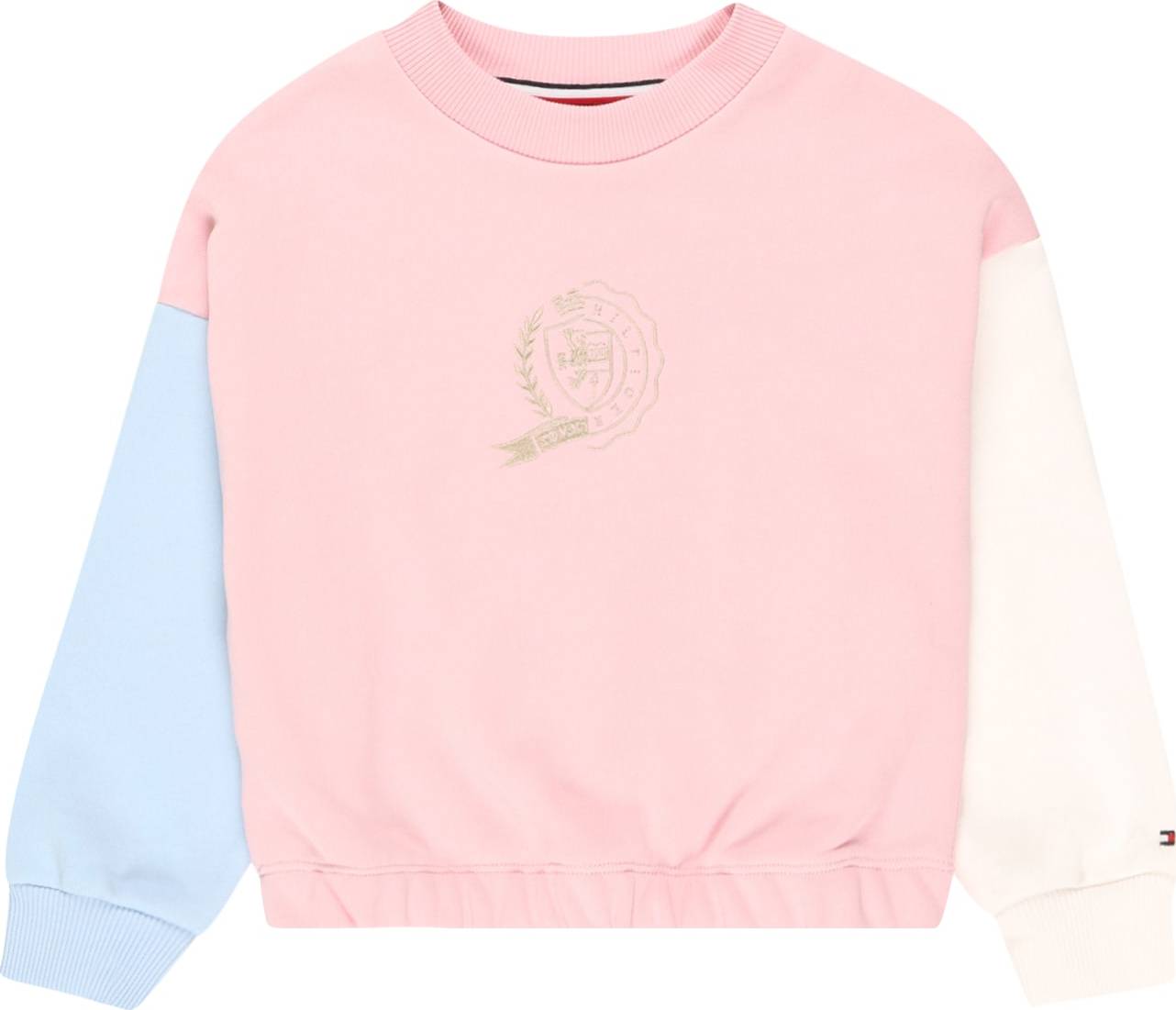 TOMMY HILFIGER Mikina růžová / bílá / světlemodrá