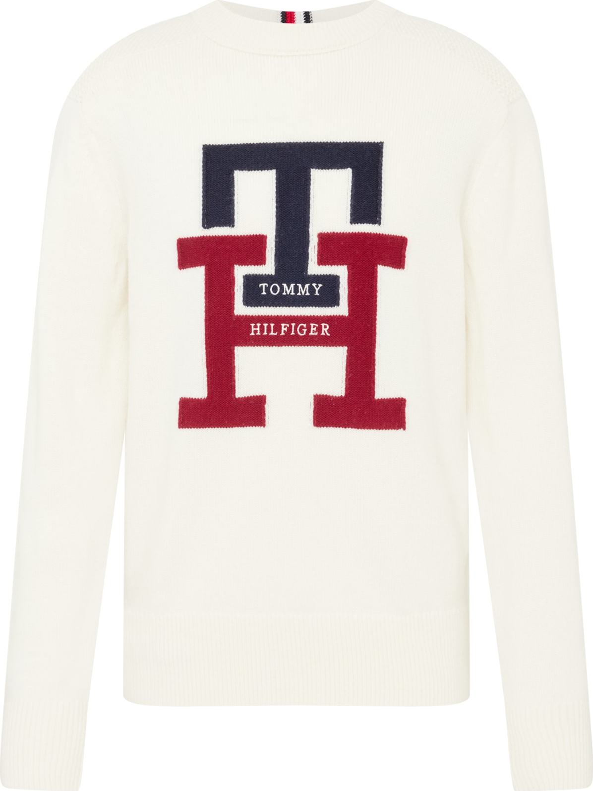 TOMMY HILFIGER Svetr bílá / červená / námořnická modř