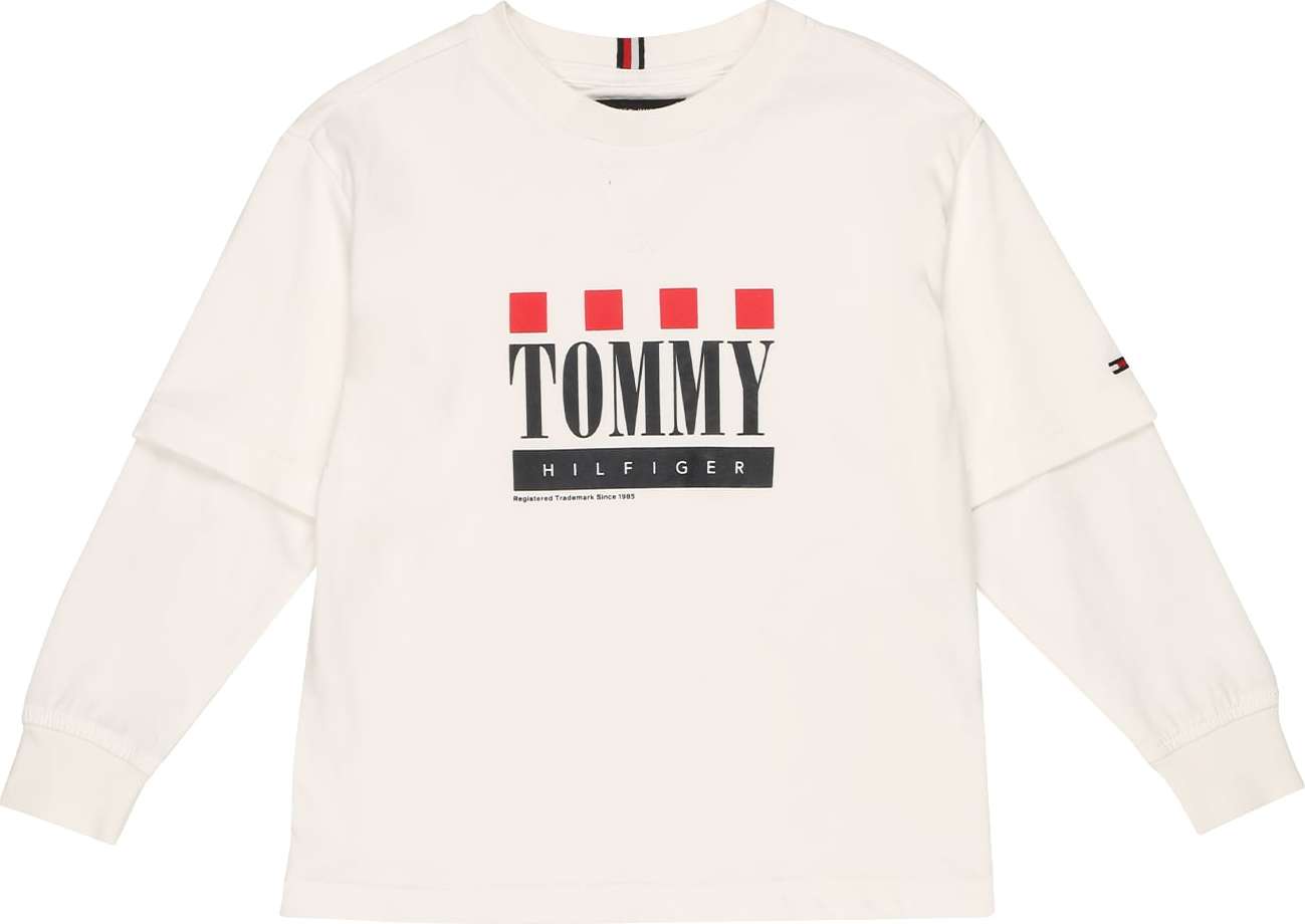 TOMMY HILFIGER Tričko bílá / černá / červená