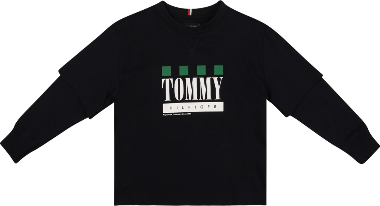 TOMMY HILFIGER Tričko noční modrá / bílá / zelená