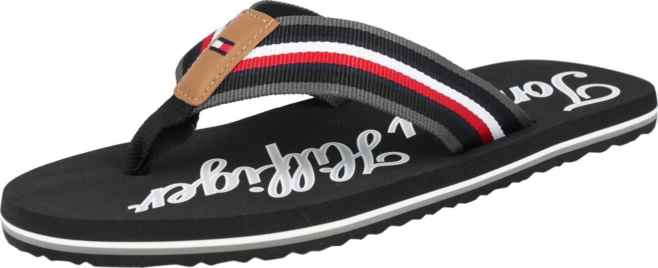 TOMMY HILFIGER Žabky černá / bílá / tmavě modrá / jasně červená