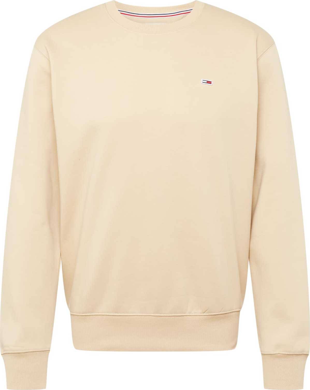 Tommy Jeans Mikina béžová / námořnická modř / bílá / červená