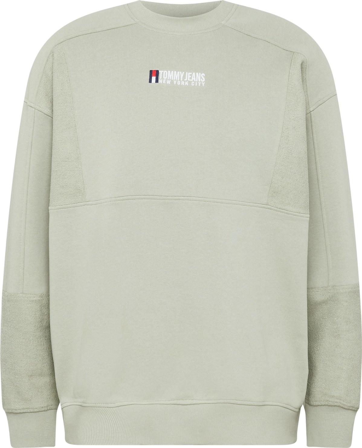 Tommy Jeans Mikina pastelově zelená / bílá / červená / tmavě modrá