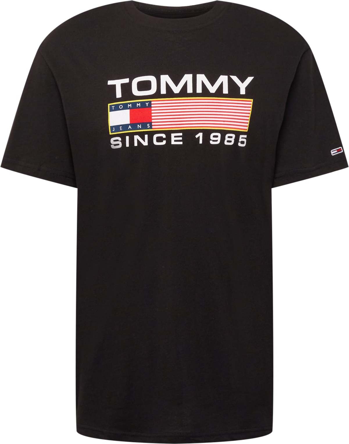 Tommy Jeans Tričko černá / bílá / tmavě modrá / jasně červená