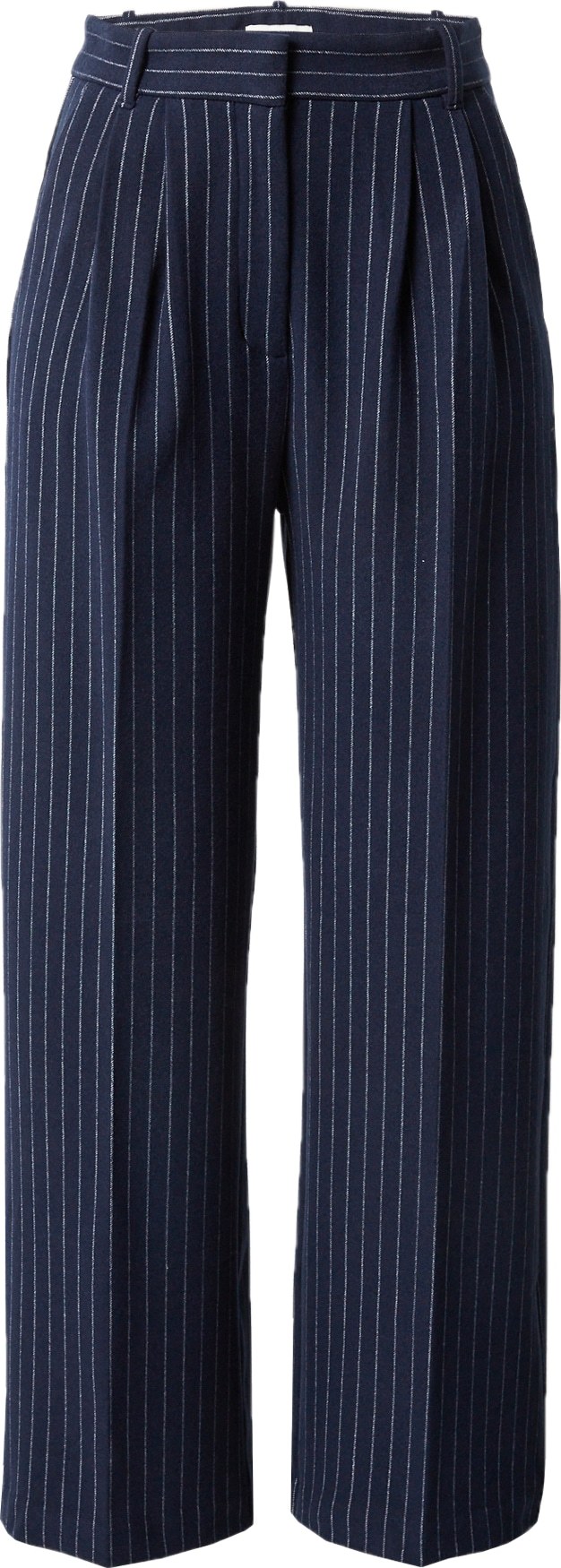 Abercrombie & Fitch Kalhoty se sklady v pase tmavě modrá / bílá