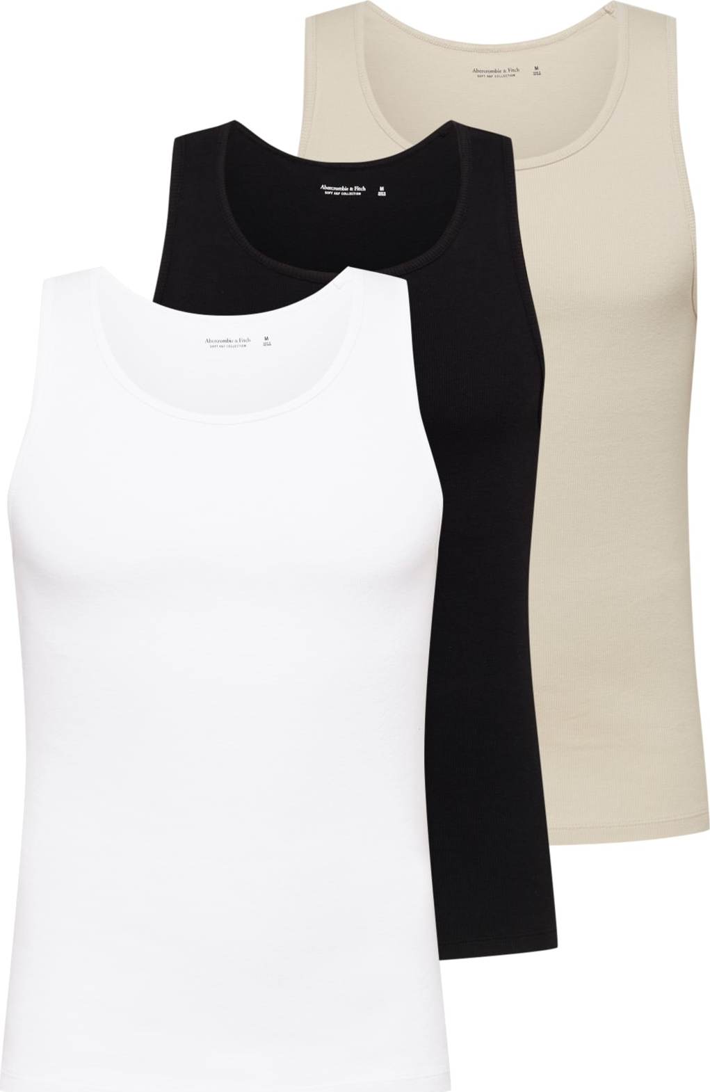 Abercrombie & Fitch Tričko cappuccino / černá / bílá