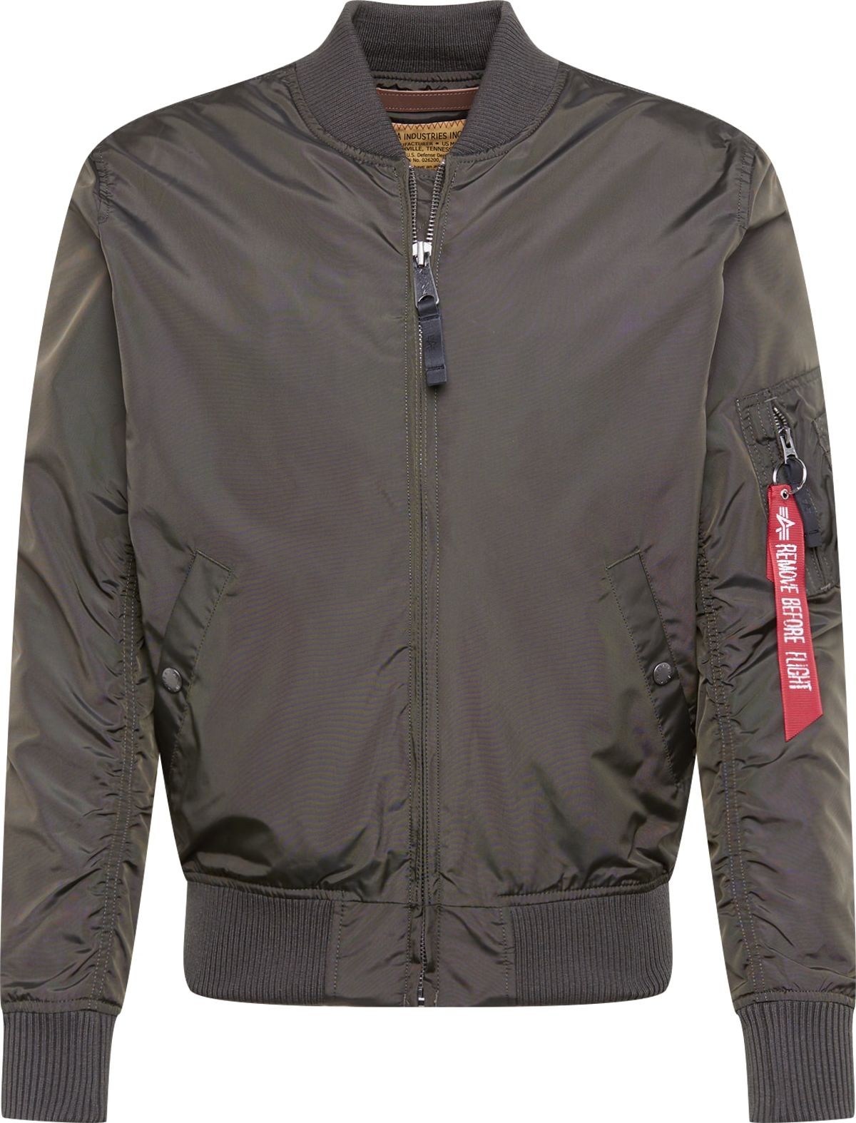 ALPHA INDUSTRIES Přechodná bunda 'MA-1 TT' šedá / červená / bílá