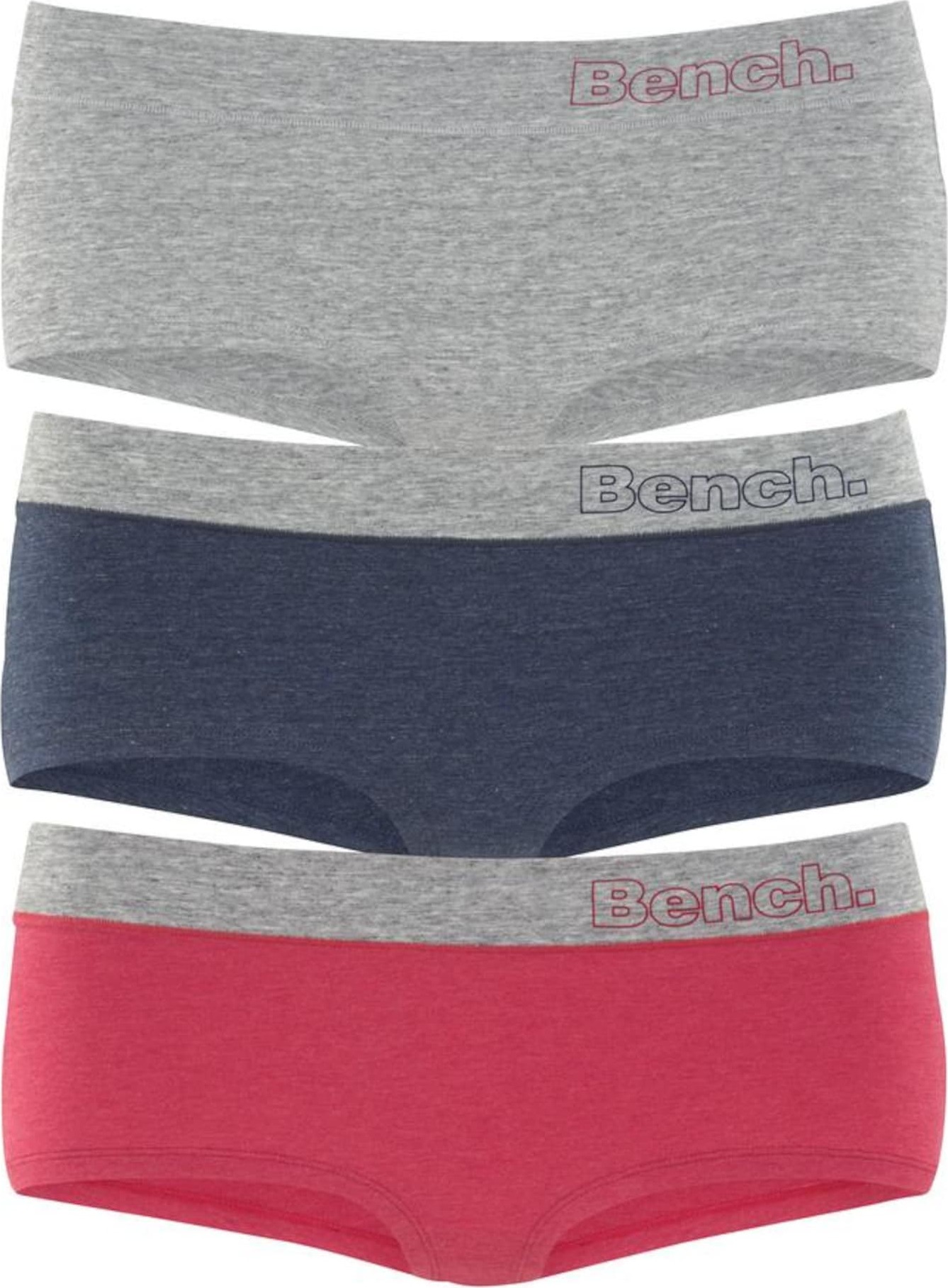 BENCH Kalhotky chladná modrá / šedý melír / pastelově červená